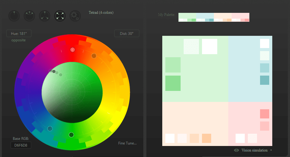 Tetrad (4-colors) 矩形調色盤